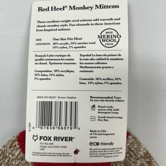 Rockford Red Heel "Sock Monkey" Mittens - Picture 4 of 4